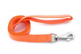 Dogtech Cotton-Synthet Leash with handle Orange
