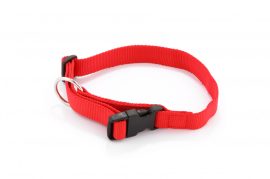 Dogtech Nylon collar 25mm x 450-650mm with plastic buttom Red