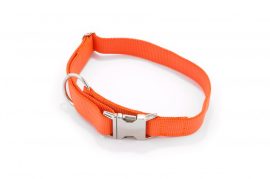 Dogtech Nylon collar 25mm x 450-650mm with metal buttom Orange