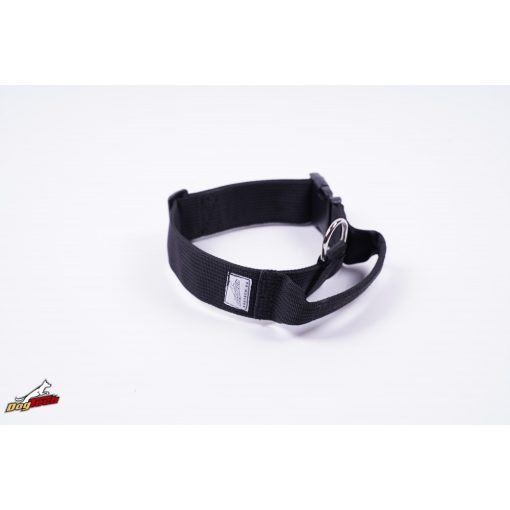 Black adjustable textil collar with handle and plastic buckle