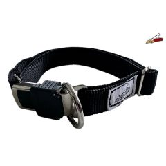 Black textil adjustable collar with metal buckle