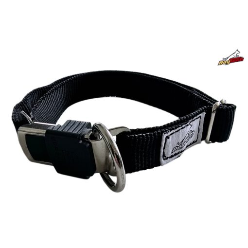 Black textil adjustable collar with metal buckle