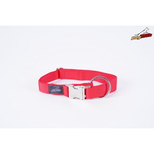 Dogtech Nylon collar 25mm x 450-650mm with metal buckle Red