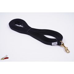 Dogtech 10 m black rubber leash with handle / Brass hook