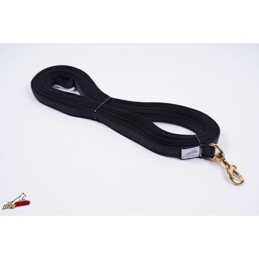 Dogtech 10 m black rubber leash with handle / Brass hook