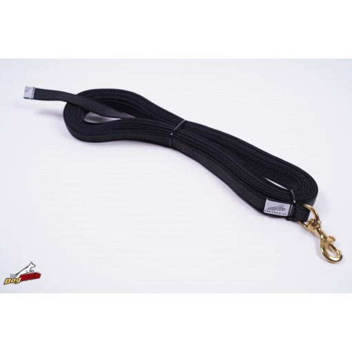 Dogtech 10 m black rubber leash without handle / brass hook