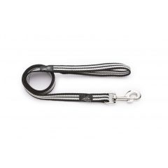 Dogtech 1 m black rubber leash with handle / normal hook