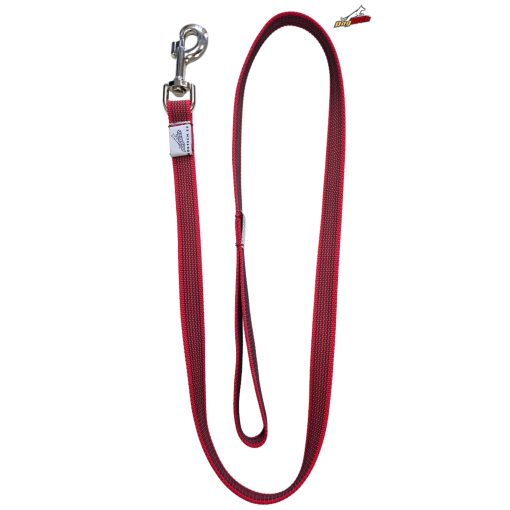 Dogtech 120 cm rubber leash with handle - RED