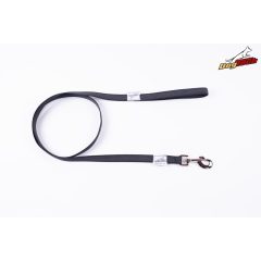 Dogtech 150 cm black rubber leash with handle / normal hook