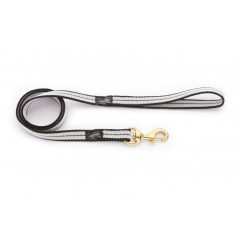 Dogtech 150 cm black rubber leash with handle / brass hook